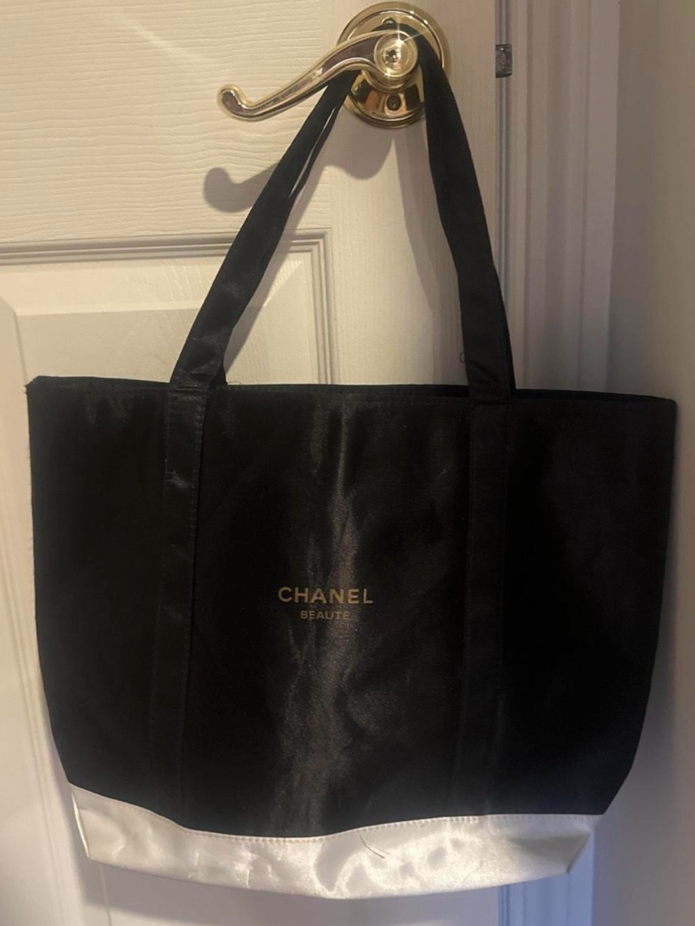 Black and White Satin Tote Bag